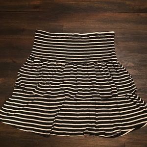 Black/white stripe layered mini skirt